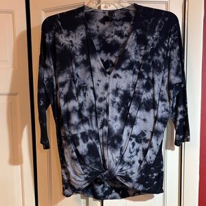 bobi Dark Tie-Dye V-Neck Blouse, S, NWOT